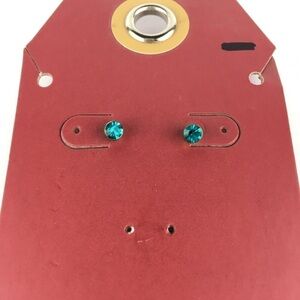 Target Stud Earrings Blue Crystal Jewel Bronze Dainty Understated Feminine NEW